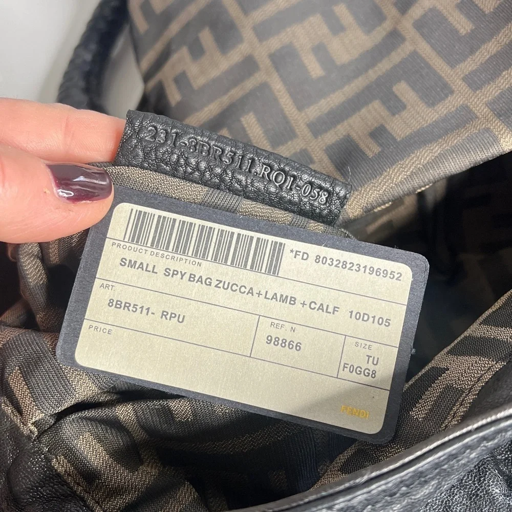 Fendi Small Spy Bag Black Lamb Leather Zucca Interior